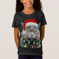 Cat Santa Christmas Tree Lights Xmas Meowy Catmas