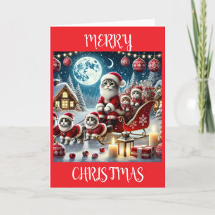 Cat Santa Clause Christmas card