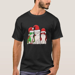 Cat Santa Hat Christmas Pajama Cute Kitten Kitty X T-Shirt