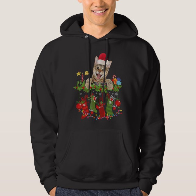 Cat santa hat ugly christmas cat hoodie (Front)