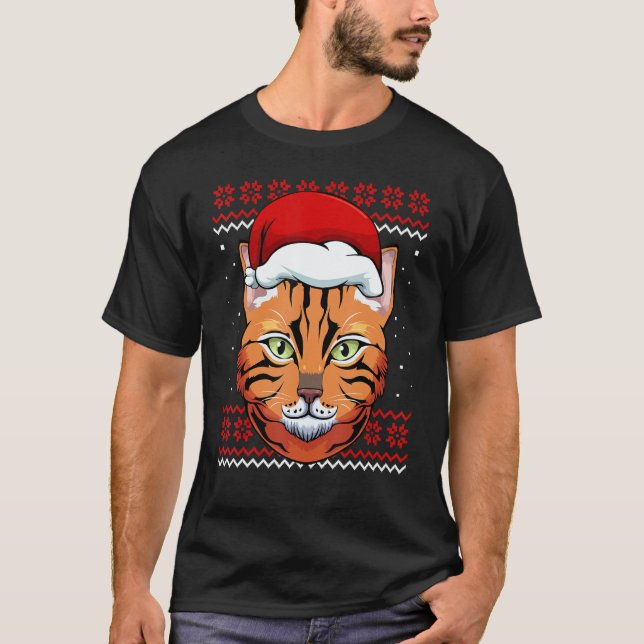 Cat Santa Hat Ugly Christmas Pajama Cute Kitten Ki T-Shirt (Front)