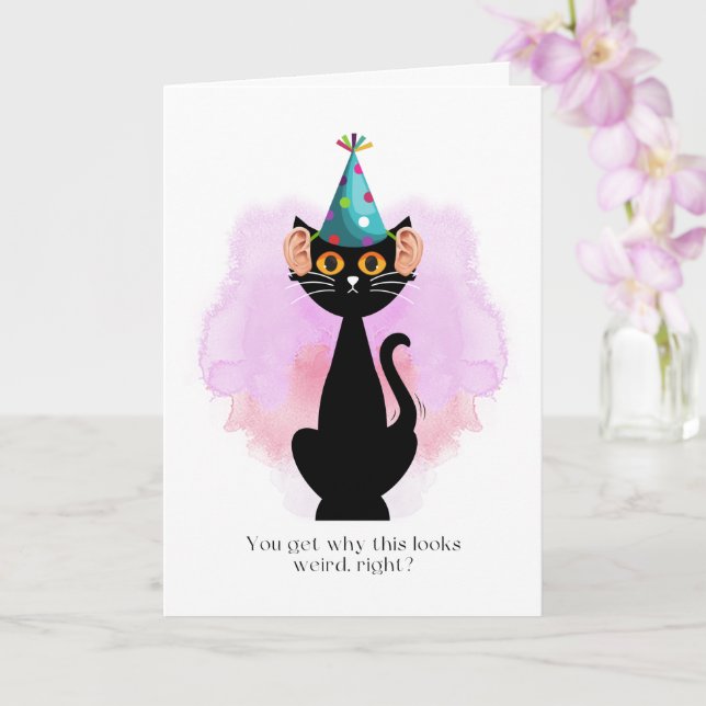 Cat | Sarcastic Party Hat Cat | Ears | Funny  Card (Orchid)