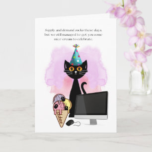 Cat   Sarcastic Party Hat Cat Funny Co-Worker Card