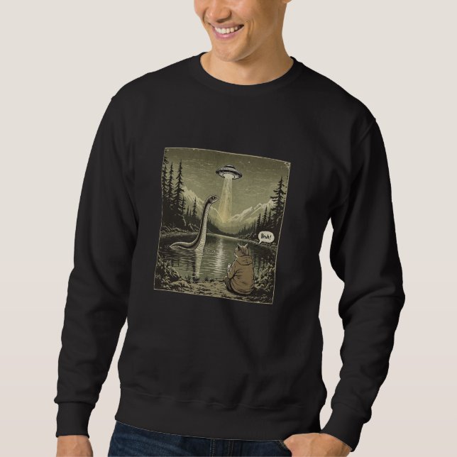 Cat Sasquatch Loch Ness Monster Introvert Alien UF Sweatshirt (Front)
