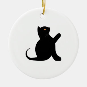 Cat Saying Hello Ceramic Tree Decoration