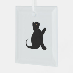 Cat Saying Hello Glass Tree Decoration