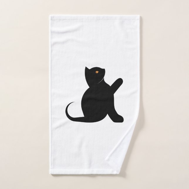 Cat Saying Hello Hand Towel (Hand Towel)