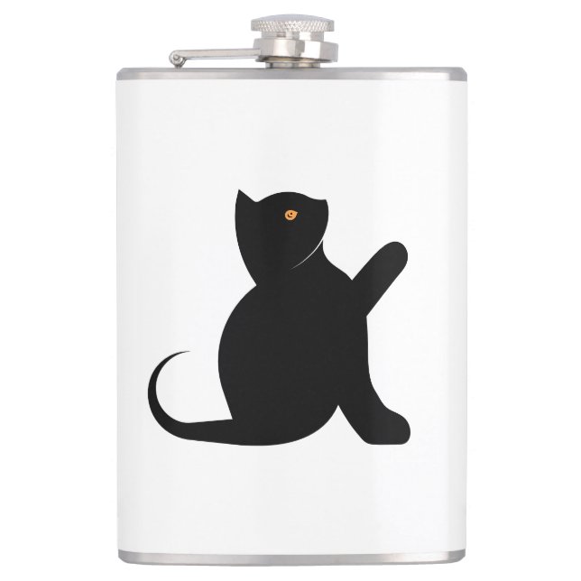 Cat Saying Hello Hip Flask (Front)