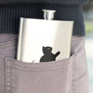 Cat Saying Hello Hip Flask