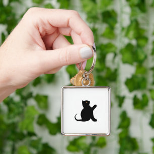 Cat Saying Hello Key Ring