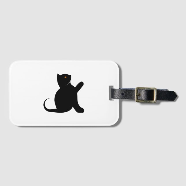 Cat Saying Hello Luggage Tag (Front Horizontal)