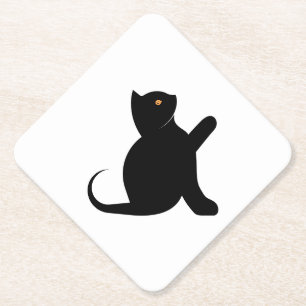 Cat Saying Hello Paper Coaster