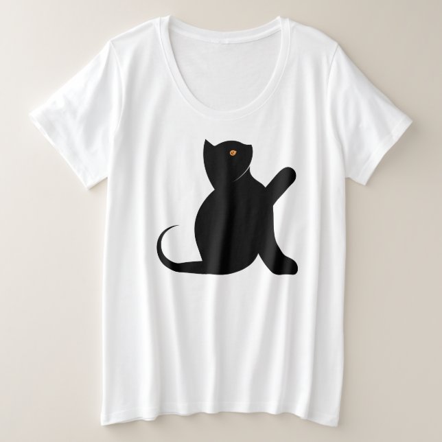 Cat Saying Hello Plus Size T-Shirt (Design Front)