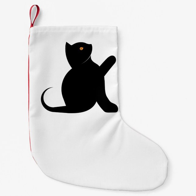 Cat Saying Hello Small Christmas Stocking (Front)