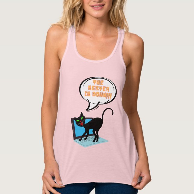cat saying server is down singlet (Front)