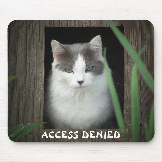Cat Says Access Denied Mouse Pad (Front)