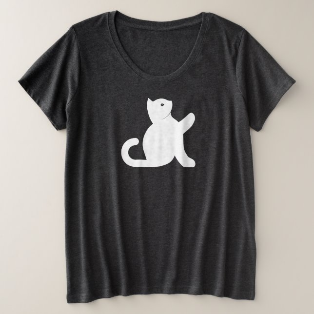 Cat Says Hello Plus Size T-Shirt (Design Front)
