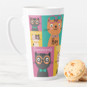 Cat Says Hey Funny Memes    Latte Mug