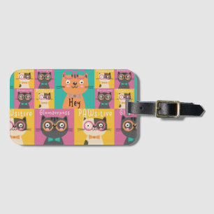 Cat Says Hey Funny Memes Luggage Tag