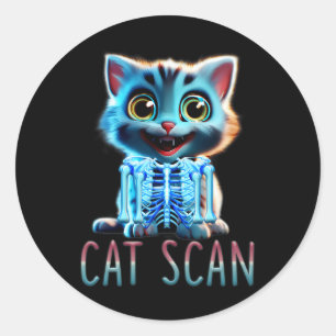 Cat Scan Ct Scan Halloween Cat X-ray Pun Meme Rad  Classic Round Sticker