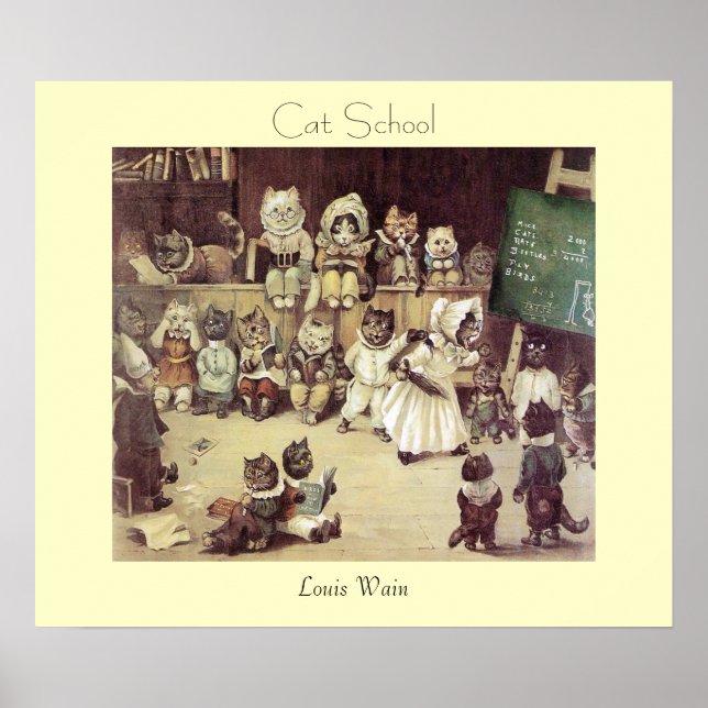 Cat School by Louis Wain Poster Print (Front)