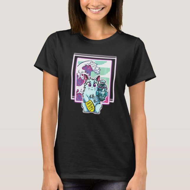 Cat Sci Fi Vapour Wave For All Ages T-Shirt (Front)