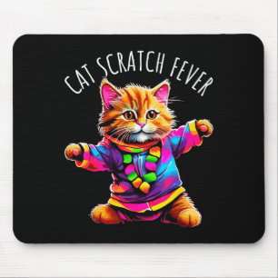 Cat Scratch Fever Funny Cute Colourful Dancing Cat Mouse Pad