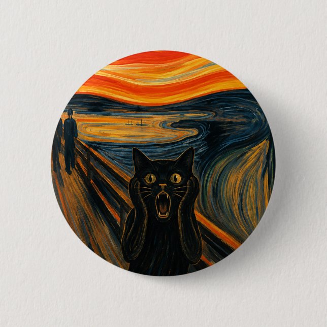 Cat Scream 6 Cm Round Badge (Front)
