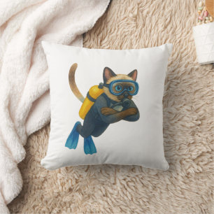 Cat scuba divers dive in the sea cushion