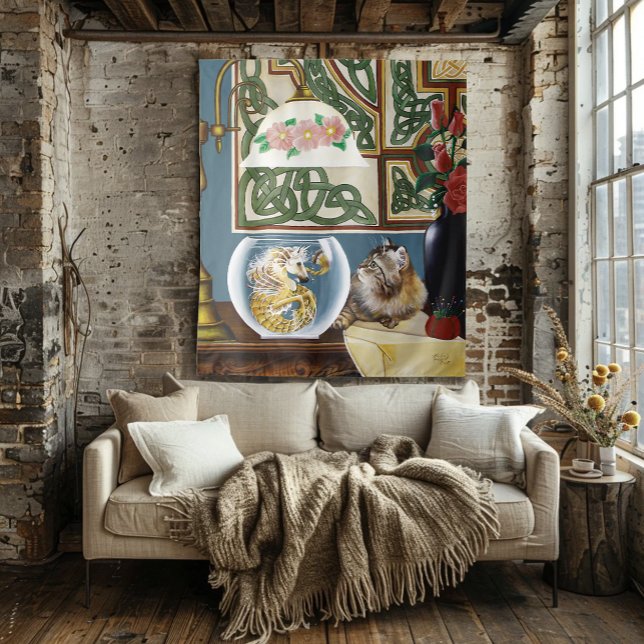 Cat Sea Horse Fantasy Tapestry (Creator Uploaded)