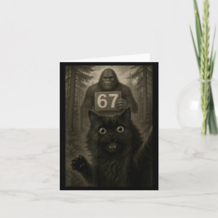 Cat Selfie 67 Meme Six Seven Funny Bigfoot  Card