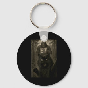 Cat Selfie 67 Meme Six Seven Funny Bigfoot  Key Ring