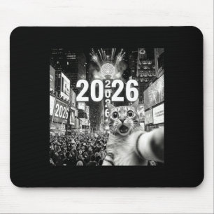 Cat Selfie At New York Happy New Years Eve 2026 Ba Mouse Pad