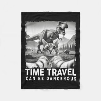 Cat Selfie Dinosaur Funny Fleece Blanket