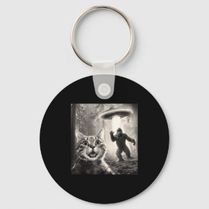 Cat Selfie Forest Trees Alien Ufo Bigfoot Humor Sa Key Ring