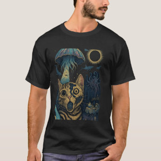 Cat Selfie Fractured Face Jellyfish UFO Astronaut  T-Shirt