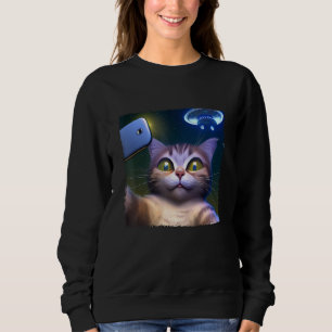 Cat Selfie in Front of UFO Sweatshirt