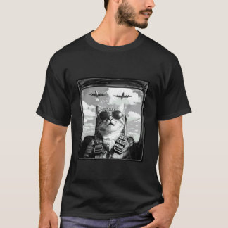 Cat Selfie Jet Funny Cat Men Kids Jet Plane Funny  T-Shirt