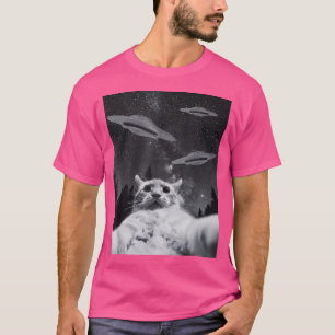 Cat Selfie - Night Funny Cat Alien Ufo Men Him T-Shirt