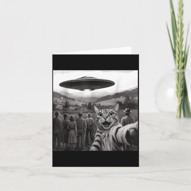 Cat Selfie People Watching An Alien Funny Cat For  Card (Front)