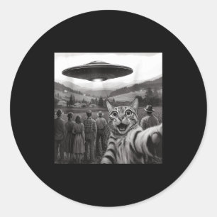 Cat Selfie People Watching An Alien Funny Cat For  Classic Round Sticker