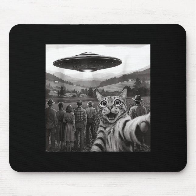 Cat Selfie People Watching An Alien Funny Cat For  Mouse Pad (Front)