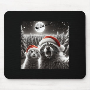Cat Selfie Racoon Funny Santa Christmas Dog Mouse Pad