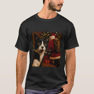 Cat Selfie Santa Christmas Festive Vibes T-Shirt