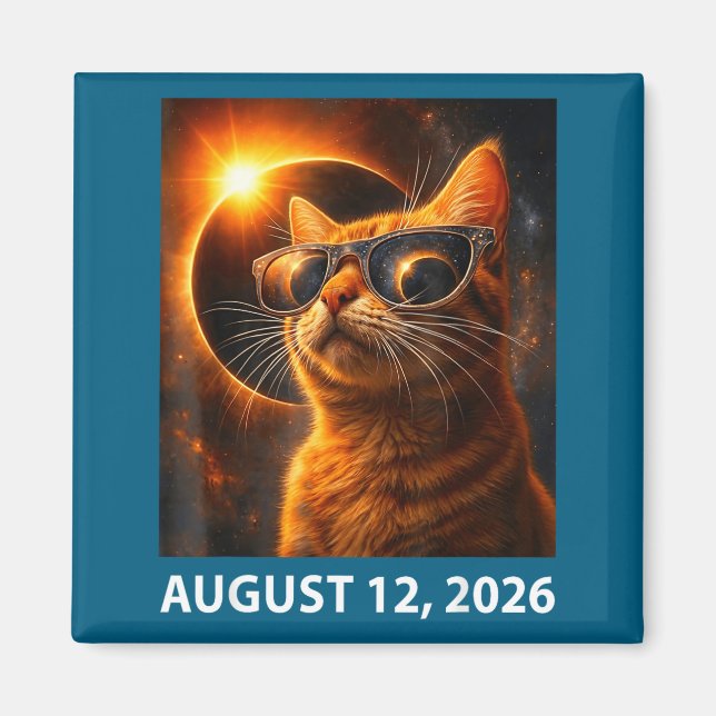 Cat Selfie Total Solar 2026 Eclipse August 12, 202 Magnet (Front)