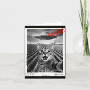 Cat Selfie Ufo Alien Funny Surprised Cat Meme Men Card