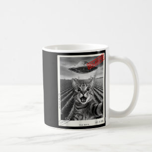 Cat Selfie Ufo Alien Funny Surprised Cat Meme Men  Coffee Mug