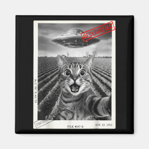 Cat Selfie Ufo Alien Funny Surprised Cat Meme Men Magnet