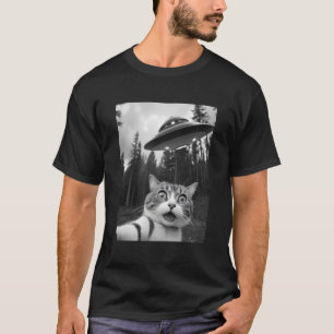 Cat Selfie UFO Tee Funny Alien Abduction Shirt