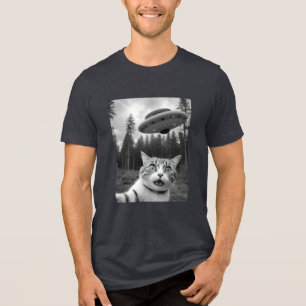 Cat Selfie UFO Tee Funny Alien Abduction Shirt